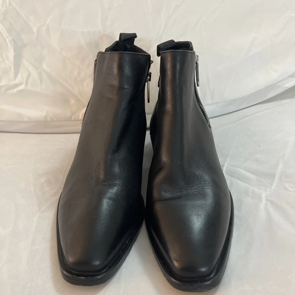Aquatalia Fantina Weatherproof Bootie Black Leather Women‎ 8.5M RUNS SMALL Italy